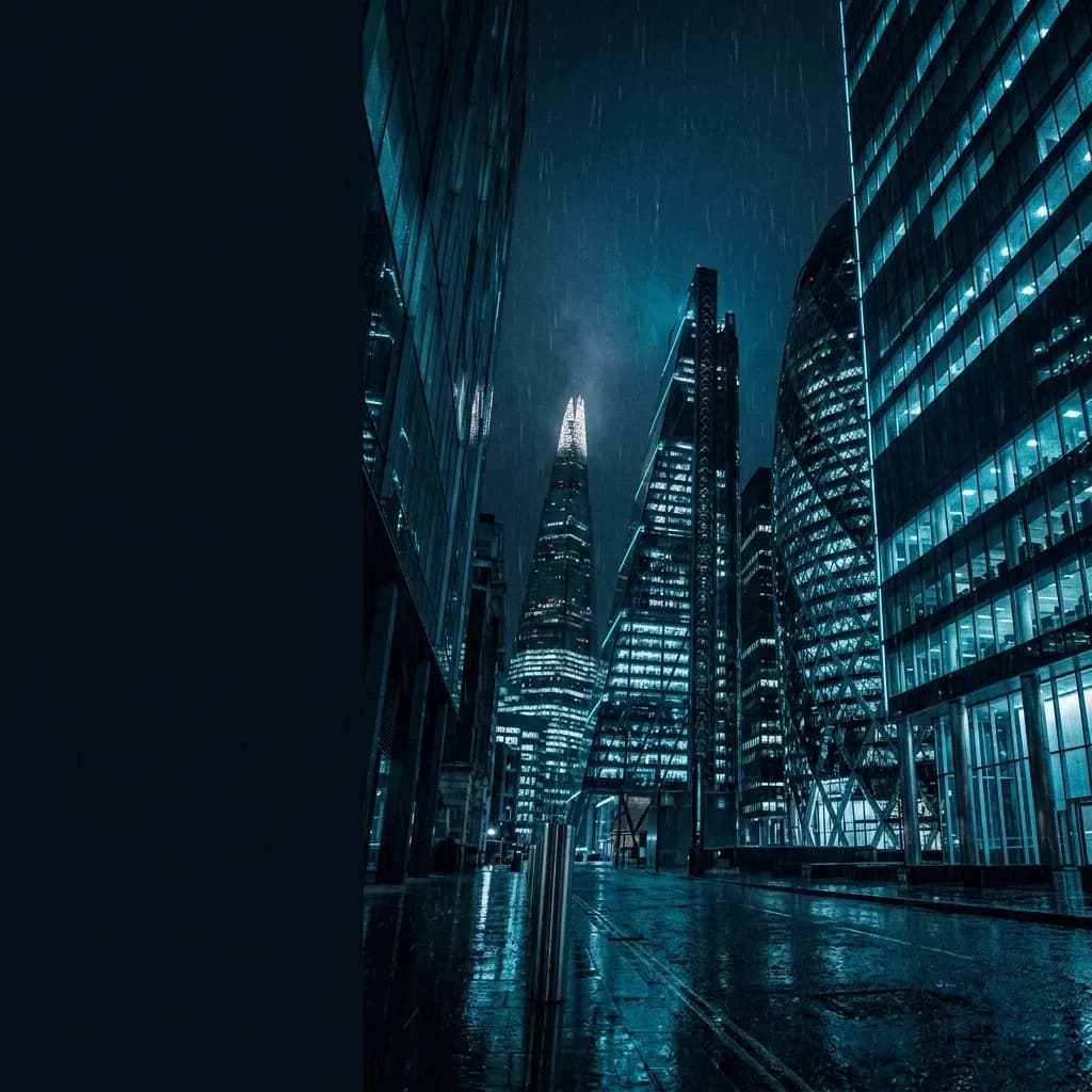 London financial district at night